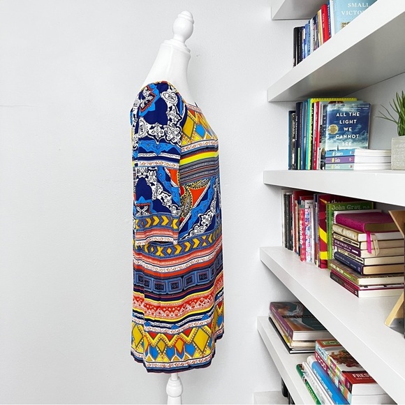 Hale Bob Mixed Print Satin Shift Dress Size Small - Picture 10 of 16